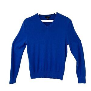 Banana Republic - Men's L Sweater Royal Blue Luxury Blend Ribbed Cuff V-Neck